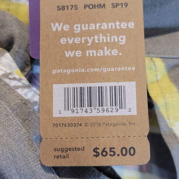 Patagonia Wrap Shorts Palms My Heart Sz XL Tan Hemp Tencel Tie Front Pockets - Picture 12 of 15